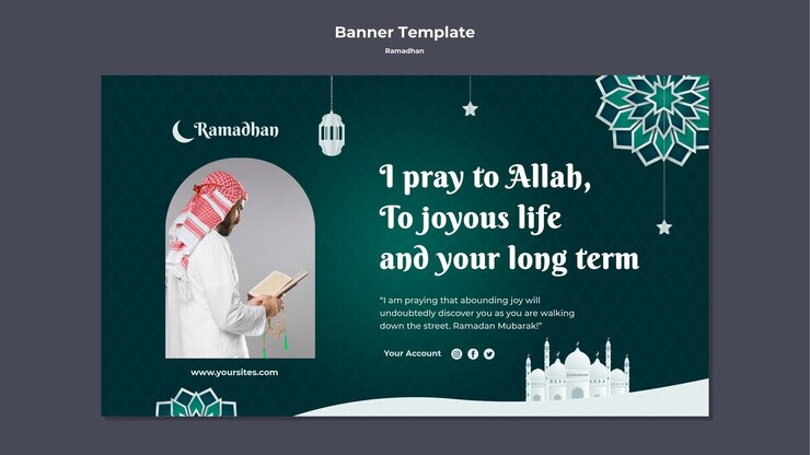 PSD Gratis celebrate ramadan horizontal banner template