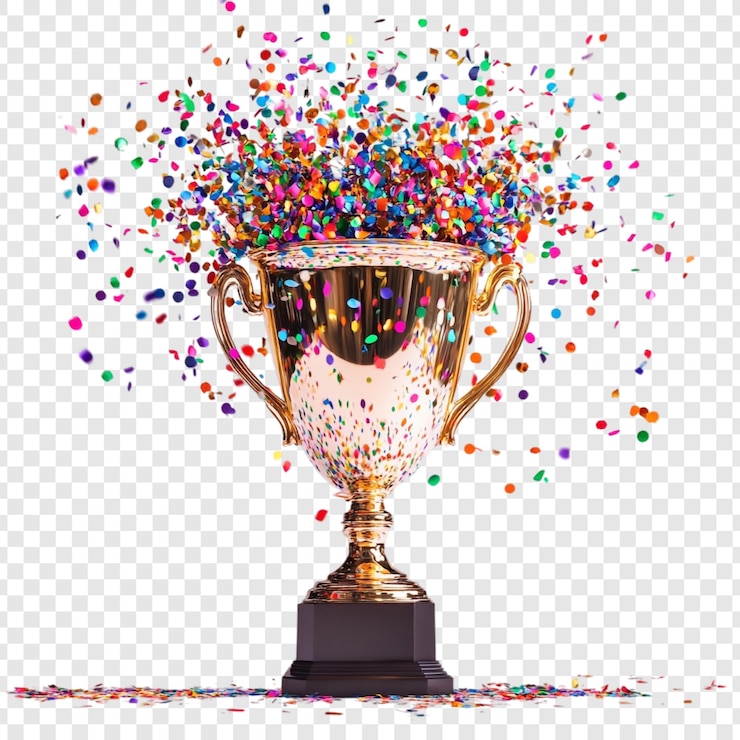 PSD gratuito celebrazione del trofeo d'oro un'esplosione di confetti e trionfo