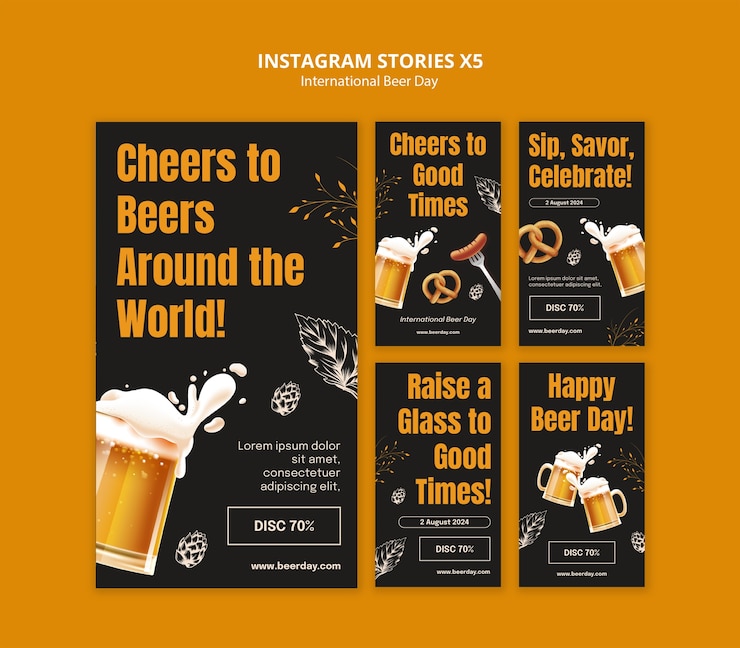 PSD gratuito celebrazione della giornata internazionale della birra su instagram