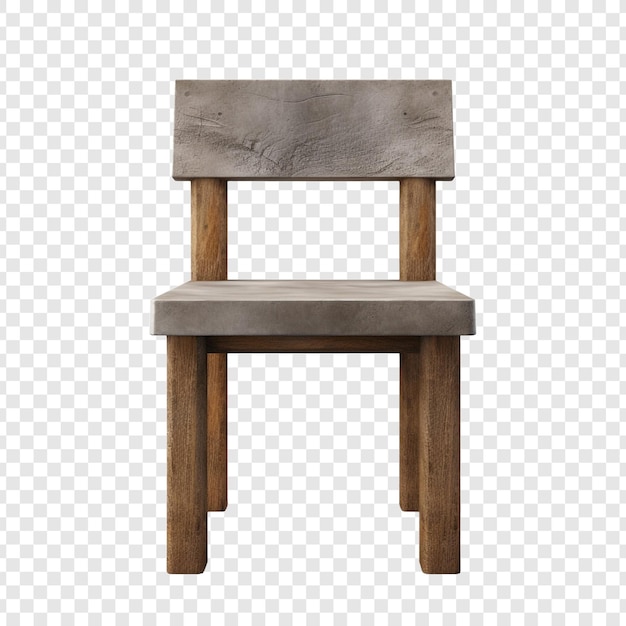 Gratis PSD cementstoel met houten zitplaats geïsoleerd op transparante achtergrond