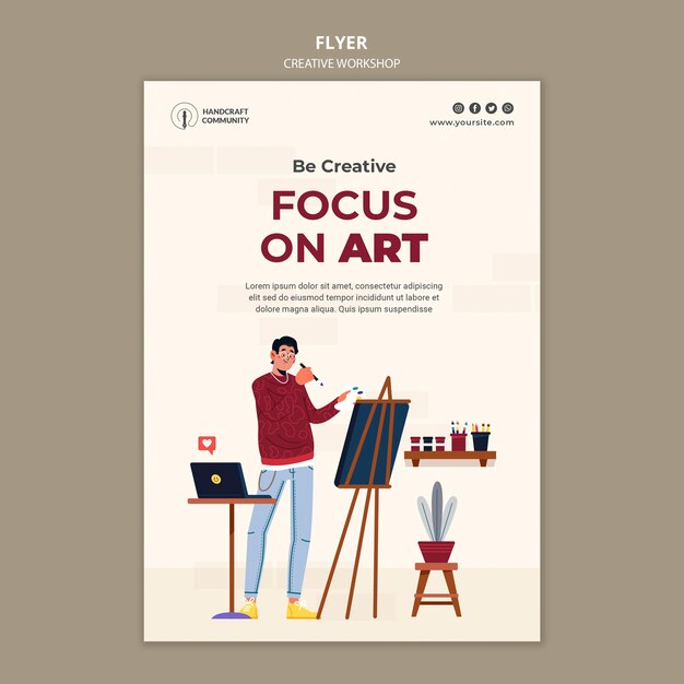 Centrarse en la plantilla de volante de arte