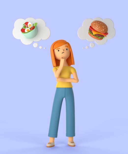 Cerca de mujer pensando en comida