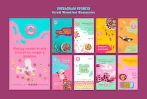 PSD gratuito cereal breakfast restaurant instagram stories