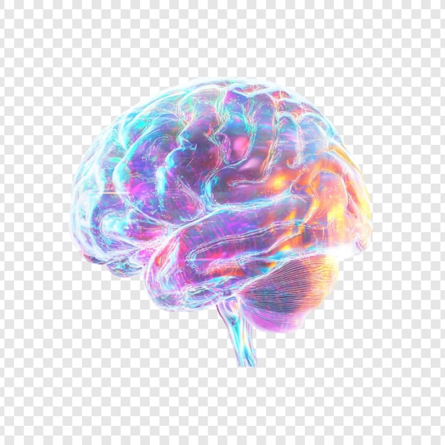 Cerebro iluminado Una representación en 3D del cerebro humano en tonos vibrantes