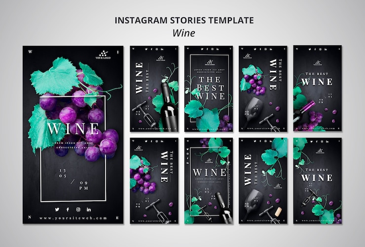 PSD Gratis cerita instagram perusahaan anggur