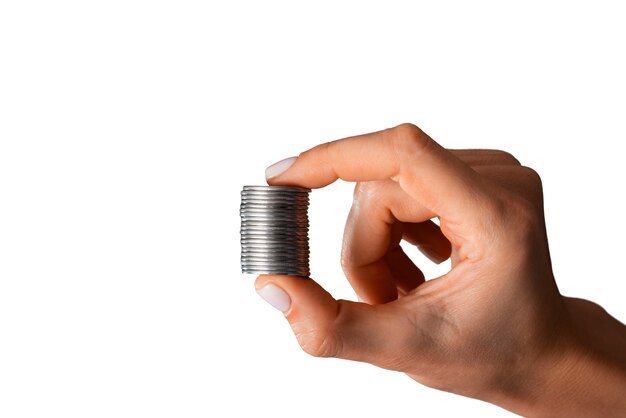 Cerrar moneda en mano aislada