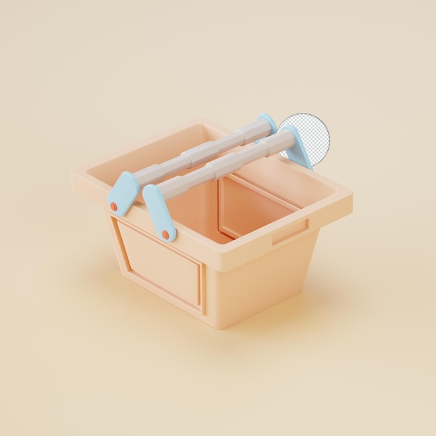 Cesta de la compra icono aislado 3d render ilustración