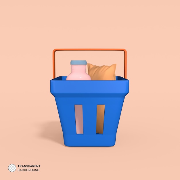 Cesta de la compra icono aislado 3d render ilustración