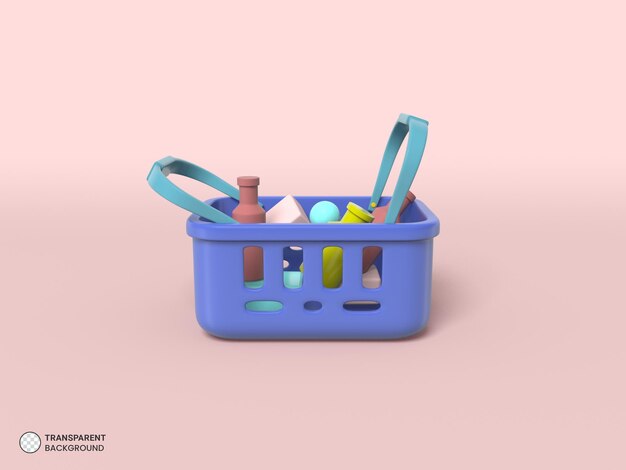 Cesta de la compra icono aislado 3d render ilustración