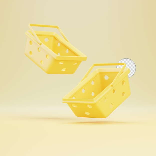 Cesta de la compra vacía icono aislado 3d render ilustración