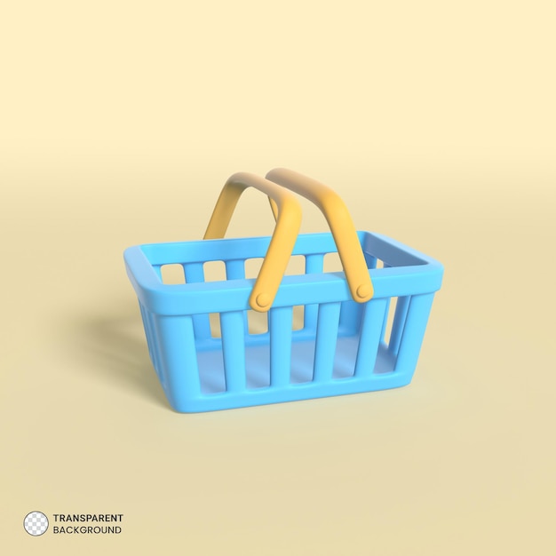 Cesta de la compra vacía icono aislado 3d render ilustración