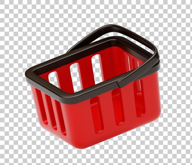 Cesta roja del supermercado carrito de compras Compras en línea concepto 3d