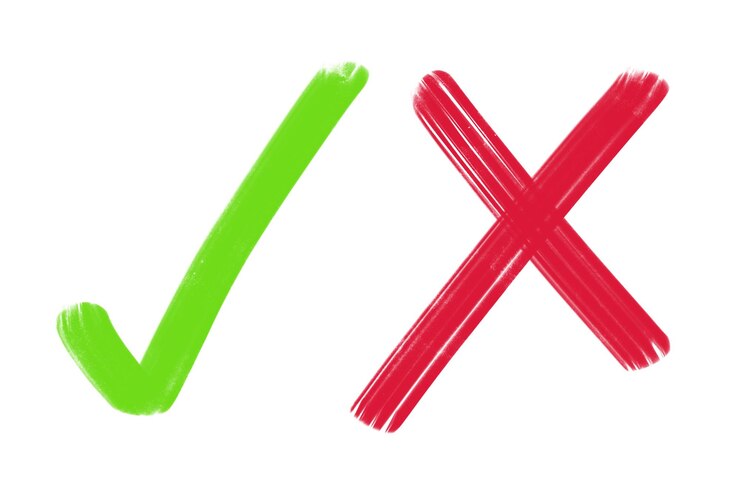 PSD Gratis check mark and cross symbols in brush stroke style