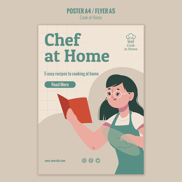 Gratis PSD chef-kok poster stijl