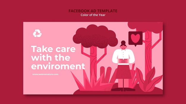 Chica en el bosque plantilla de anuncio de facebook color del año 2023