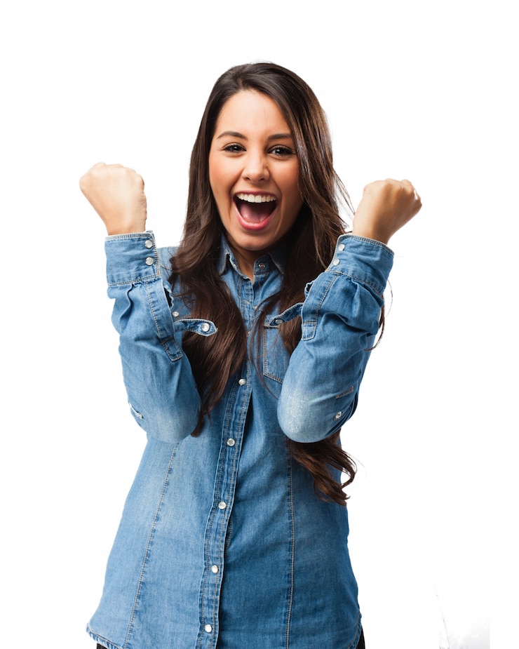 PSD gratuito chica celebrando su felicidad