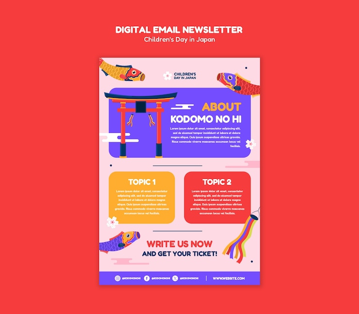 PSD Gratis children's day celebration digital newsletter