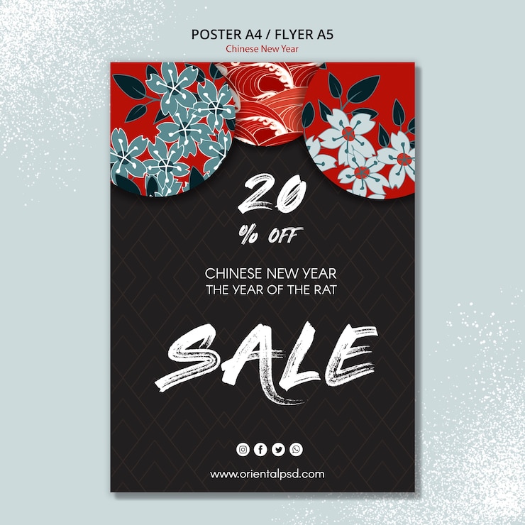 Gratis PSD chinees nieuwjaar posterconcept voor sjabloon