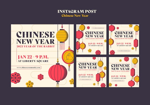 Gratis PSD chinees nieuwjaarsviering instagram postset