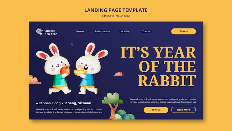 PSD Gratis chinese new year landing page template
