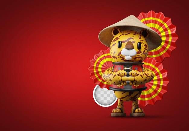 Chinese nieuwe jaarachtergrond met tijger. 3d illustratie