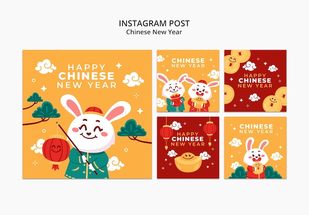 Gratis PSD chinese nieuwjaarsviering instagram-berichten