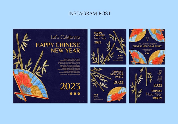 Gratis PSD chinese nieuwjaarsviering instagram-berichten