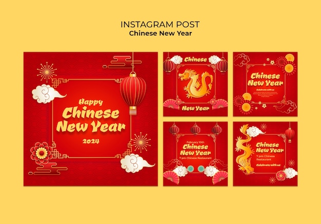 Gratis PSD chinese nieuwjaarsviering op instagram