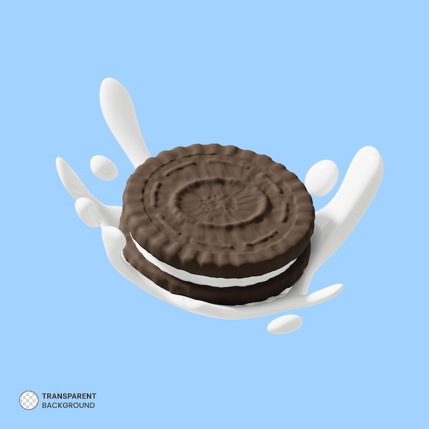 Gratis PSD chocolade biscuit pictogram geïsoleerd 3d render illustratie