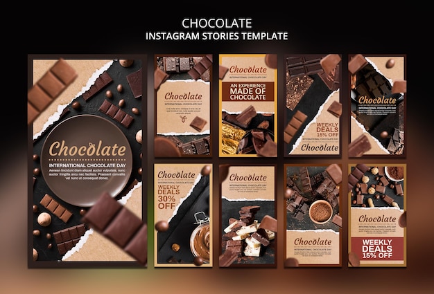 Gratis PSD chocolade winkel instagram verhalen sjabloon