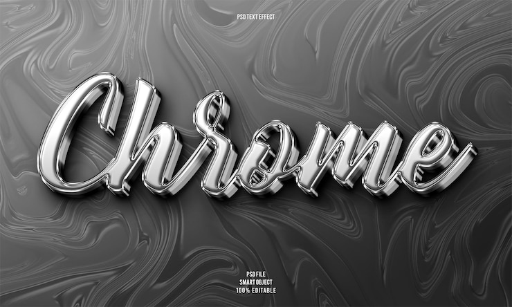 Chrome 3D bewerkbaar teksteffect