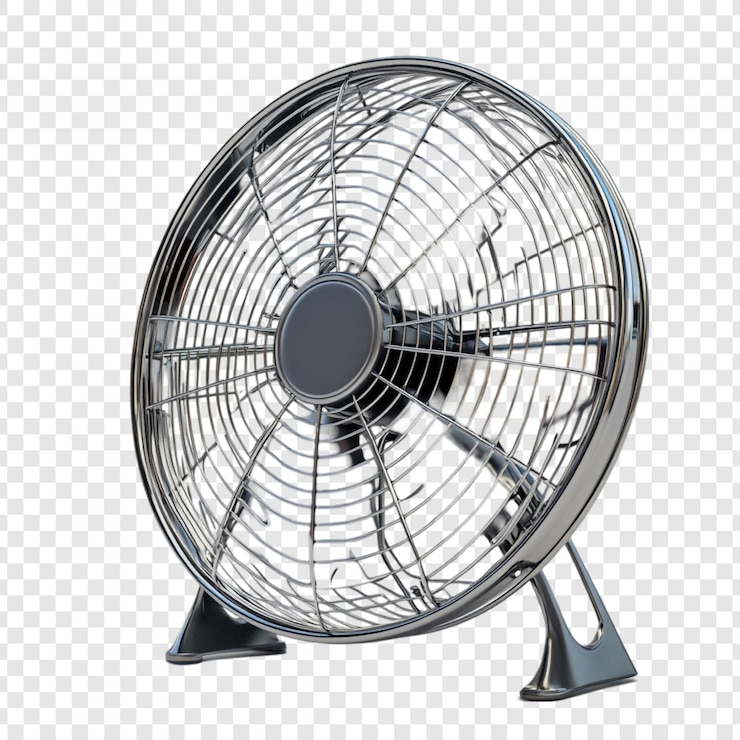 Gratis PSD chrome bureau ventilator cool breeze moderne ontwerp