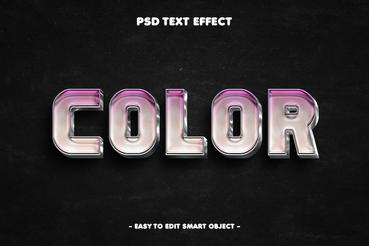 PSD Gratis chrome text effect editable color text style