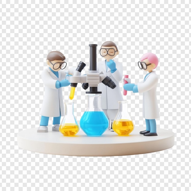 Científicos de renderización 3D en el trabajo en un laboratorio