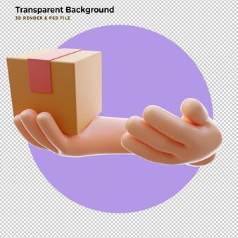 Cierre las manos sostienen el paquete. ilustración de renderizado 3d