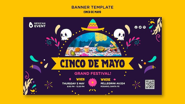 Gratis PSD cinco de mayo-sjabloon voor spandoek