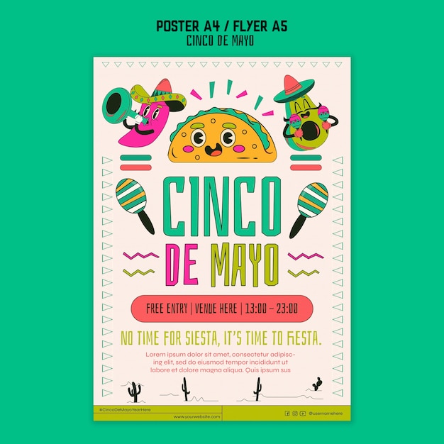 Gratis PSD cinco de mayo sjabloonontwerp