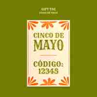 Gratis PSD cinco de mayo viering geschenk tag sjabloon