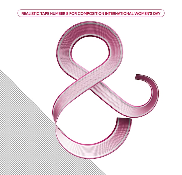 Cinta realista rosa claro número 8 para el día internacional de la mujer