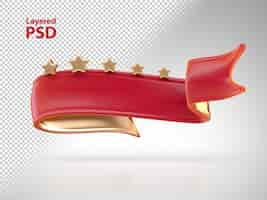 PSD gratuito cinta roja 3d con estrellas doradas