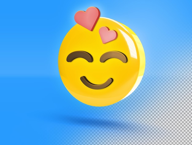 Gratis PSD circulaire 3d emoji met liefdesglimlach