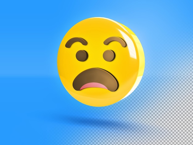 Circulaire 3d emoji met verbaasd gezicht