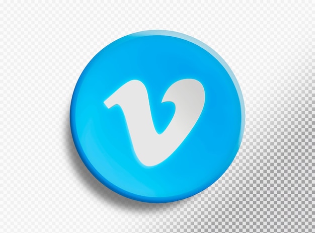 Círculo 3d con el logo de vimeo aislado en un fondo transparente