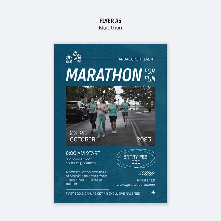 Gratis PSD city run marathon flyer voor de lol