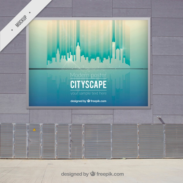 Cityscape modern outdoor billboard mock up