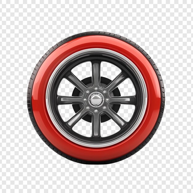 Clásica rueda de borde rojo una representación detallada en 3D