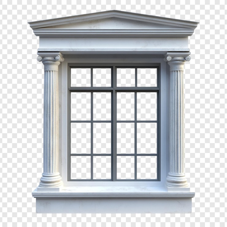 PSD Gratis classic architectural window design with pediment and columns
