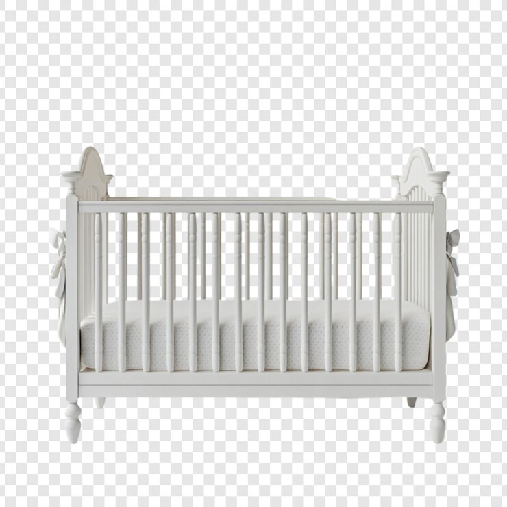 PSD Gratis classic white crib nursery furniture baby bedding elegant design childs room decor sweet dreams infants rest