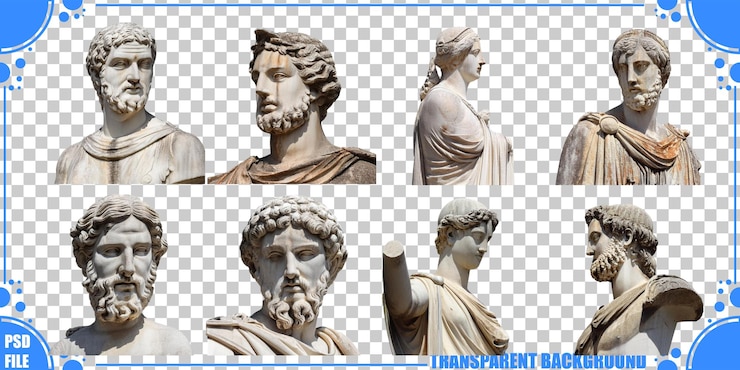 PSD Gratis classical marble statues on transparent background