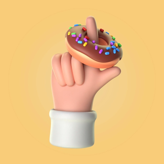 Gratis PSD close-up bij de hand met donut